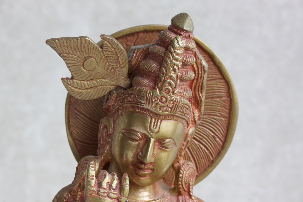krishna sculpture brass free photo
