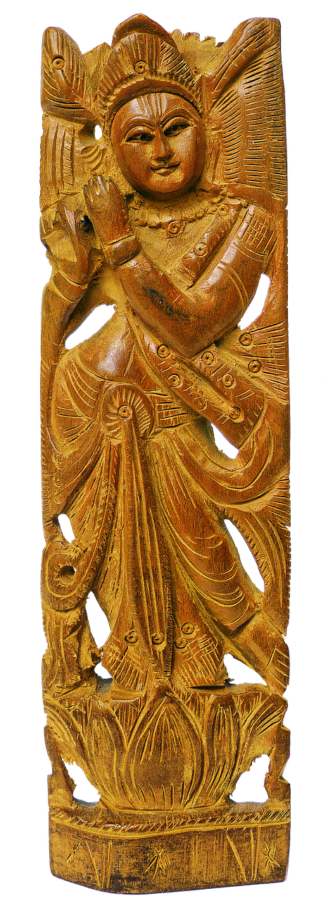krishna holzfigur hand carved free photo