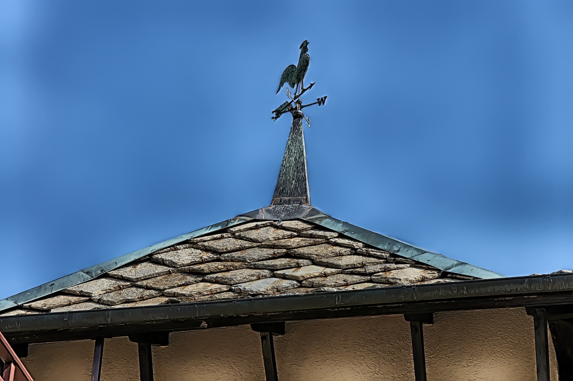vane rooster roof free photo