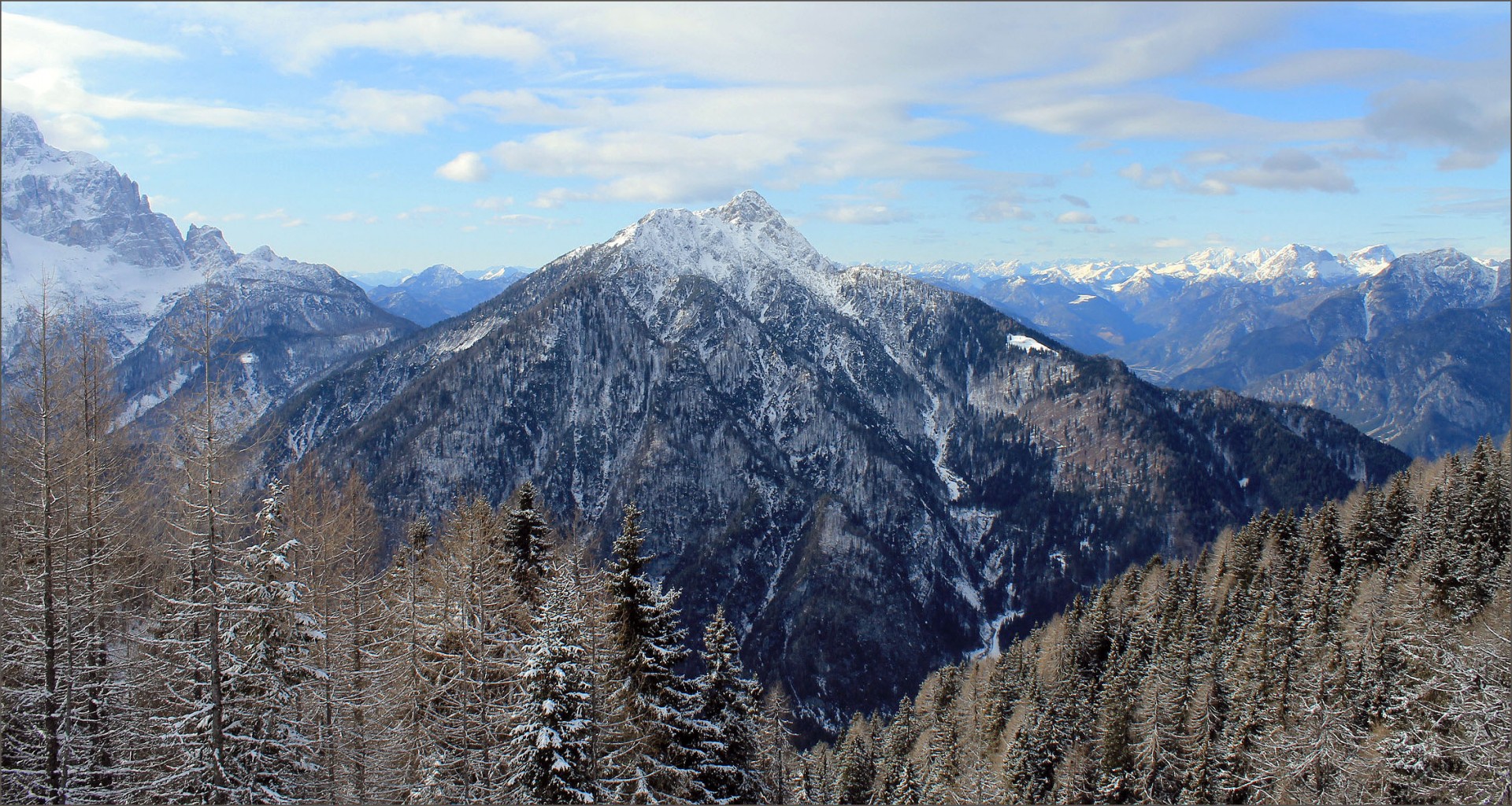 mountain range summit snow free photo