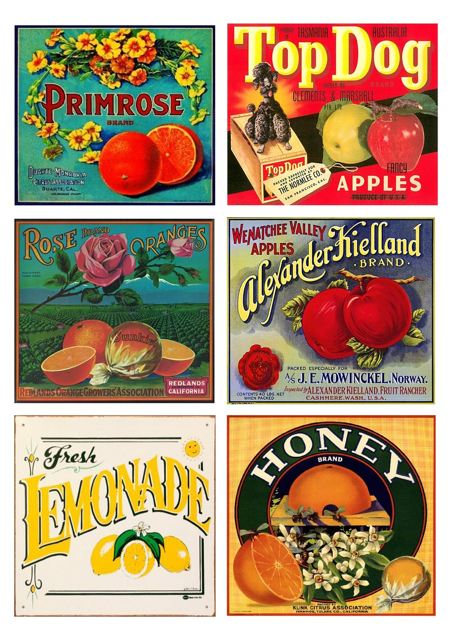 labels vintage fruit free photo