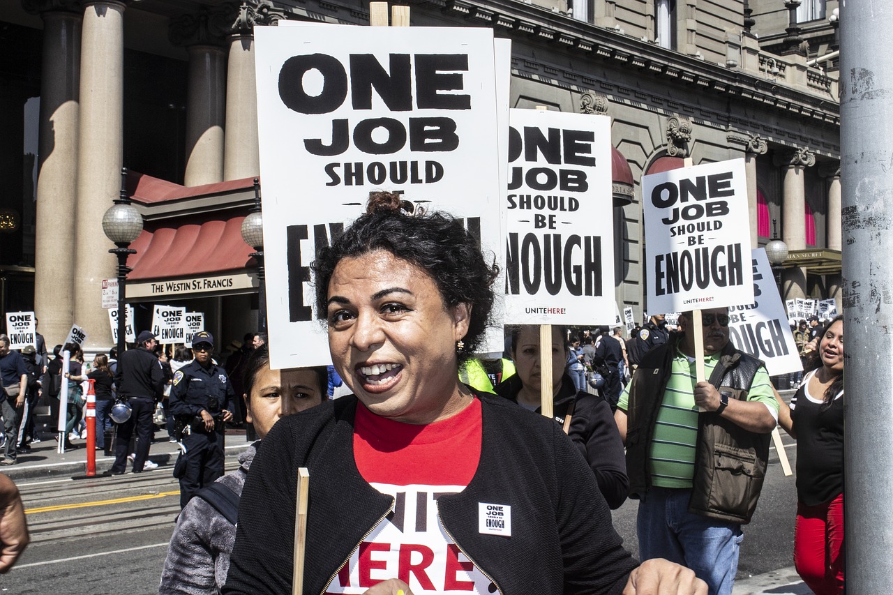 labor day protest  protestant  woman free photo