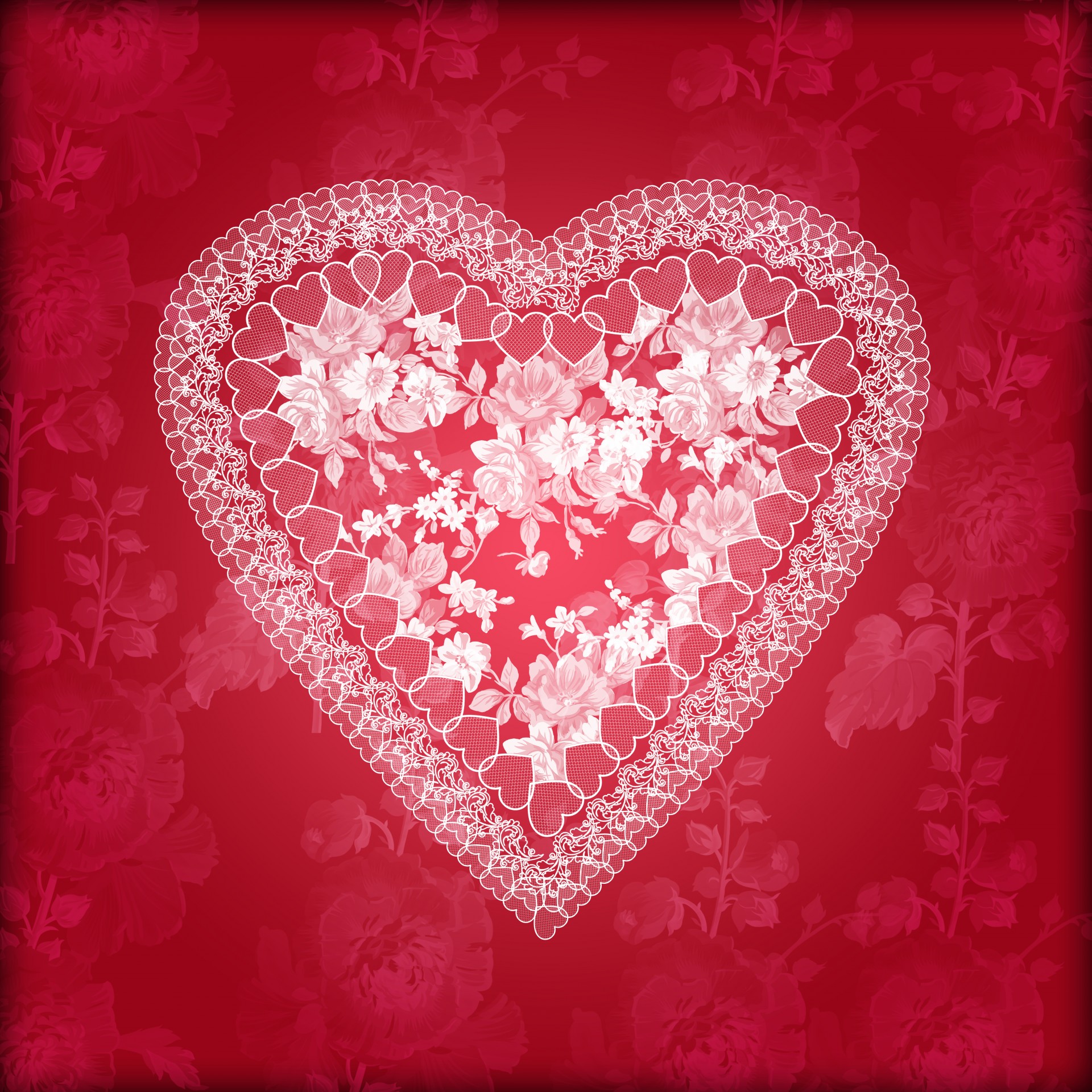 lace floral heart red background heart hearts free photo