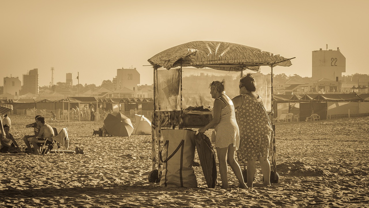 ladies selling beach free photo