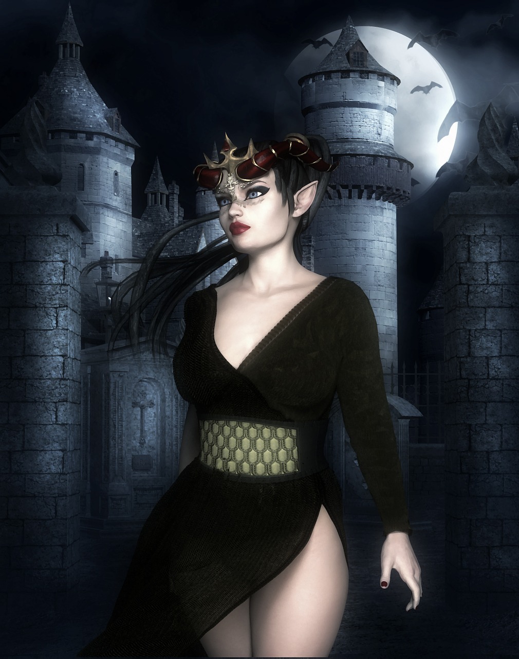 lady castle dark free photo