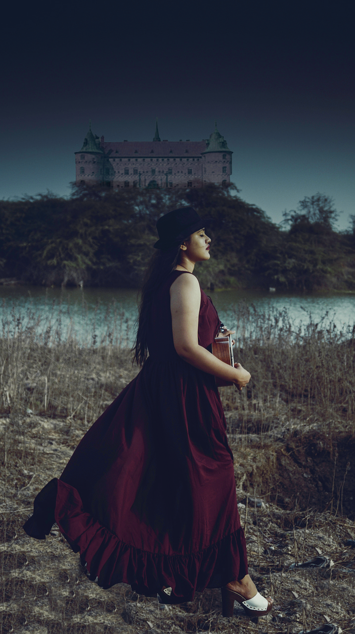 lady  ukulele  portrait free photo