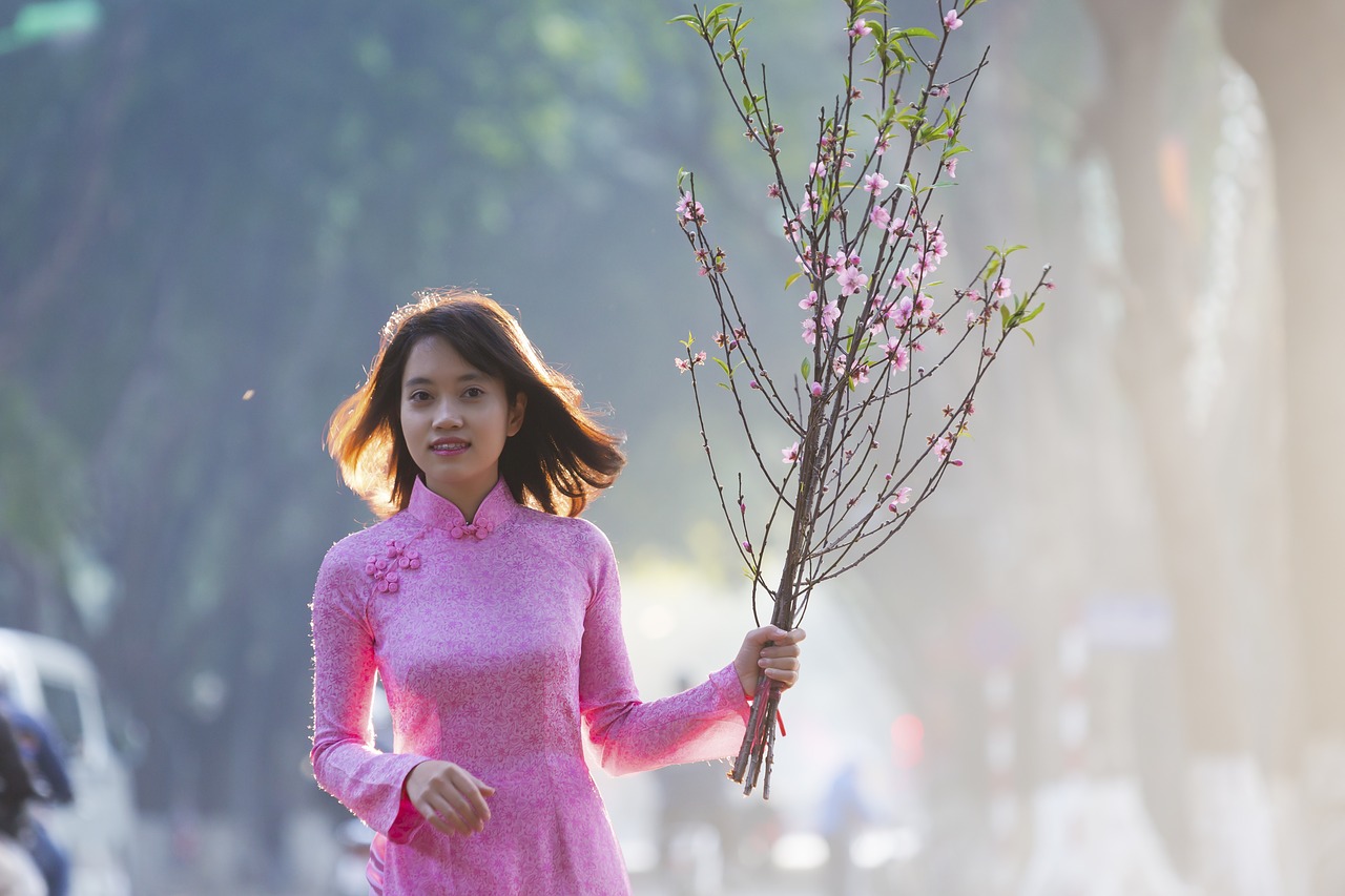 lady in pink  hanoi girl  bright smile free photo