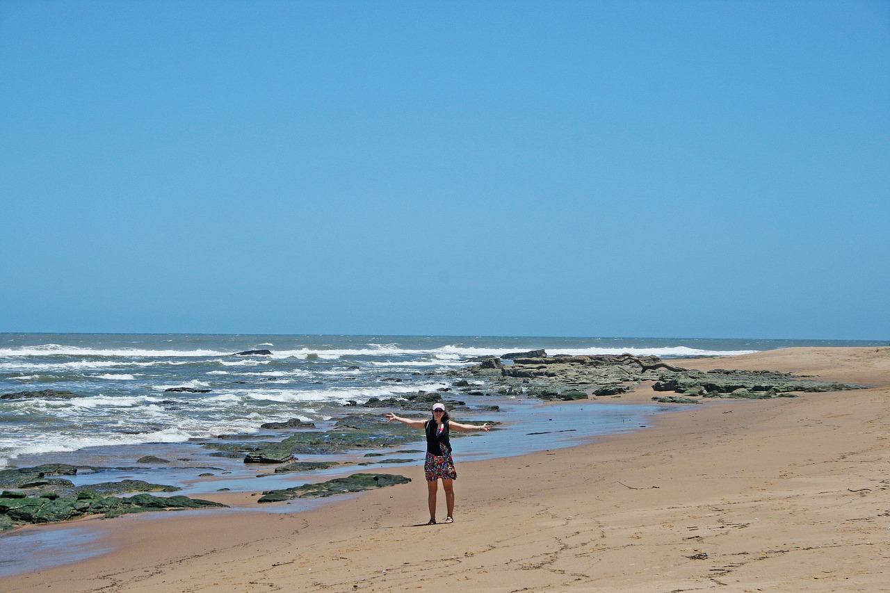 lady on beach sea waves free photo