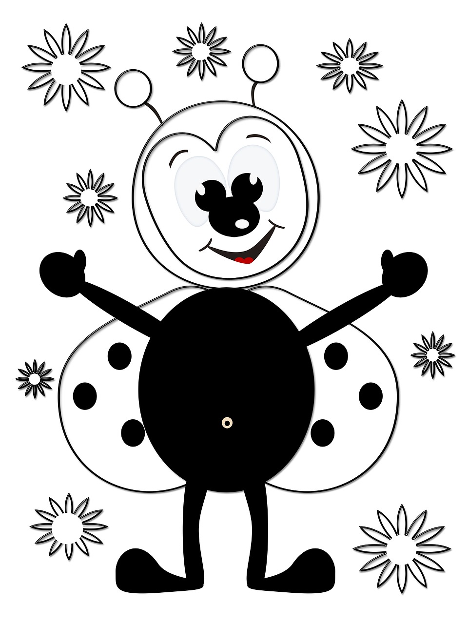 ladybug flowers coloring picture free photo
