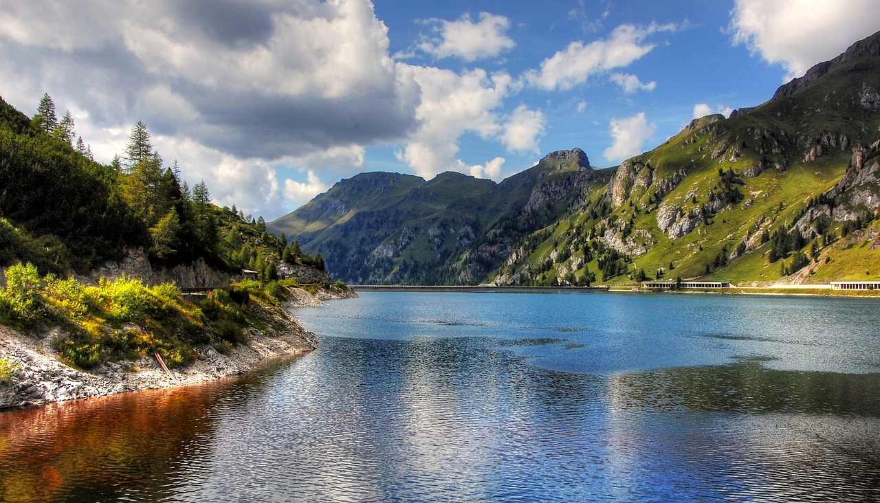 lago fedaia dolomites mountains free photo