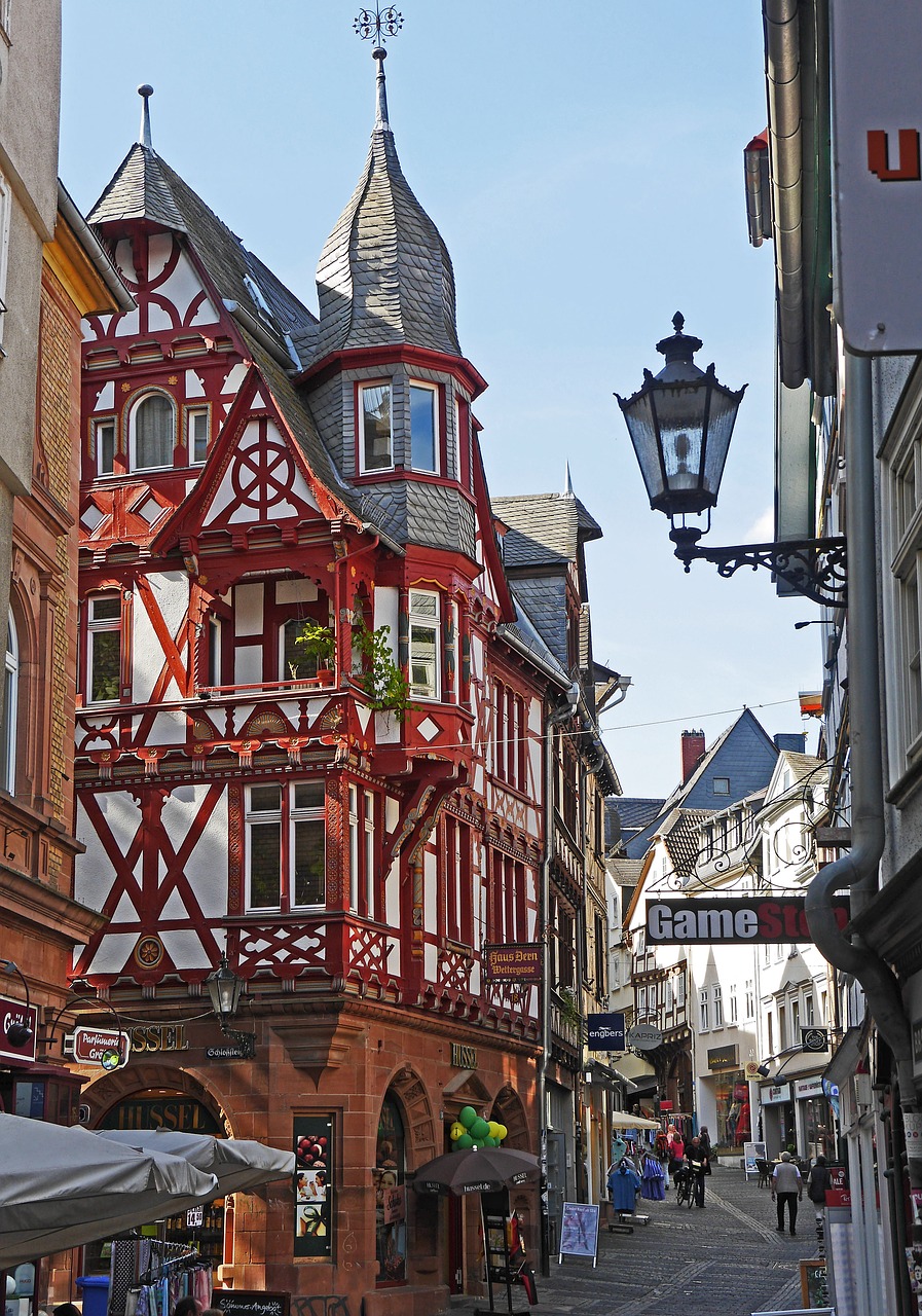 lahn at marburg  historic center  pedestrian zone free photo