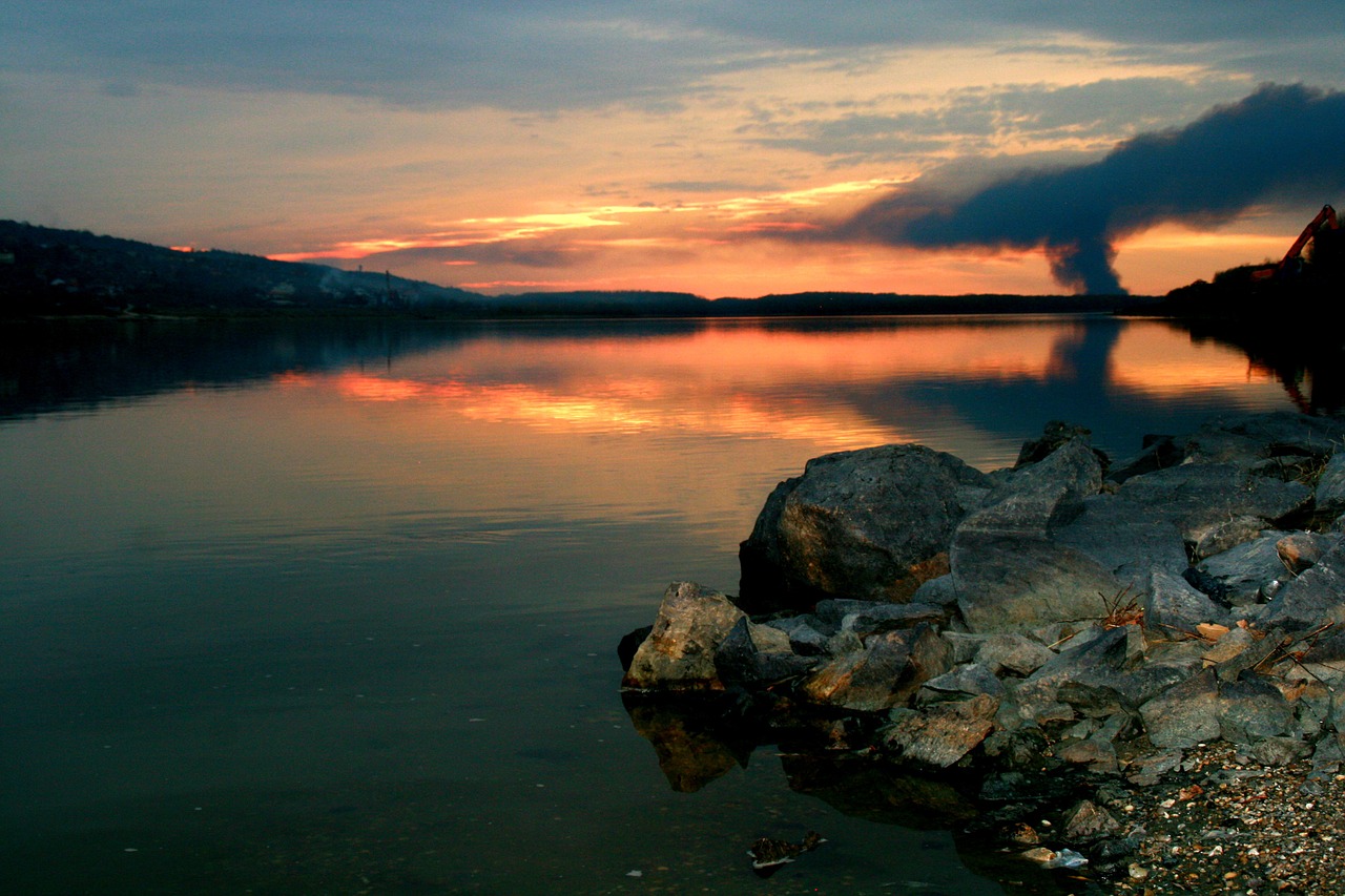 lake sunset reflection free photo