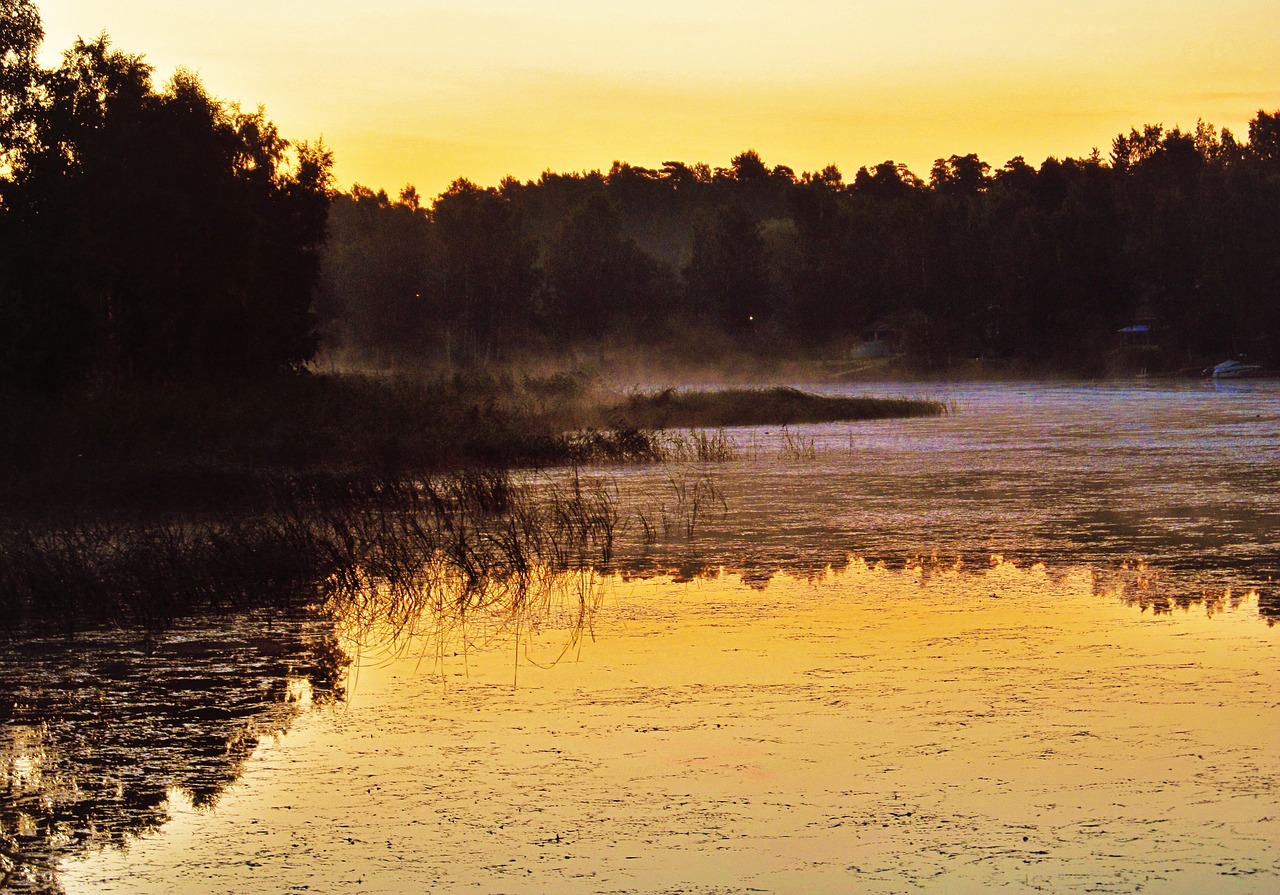 lake sunrise sunset free photo