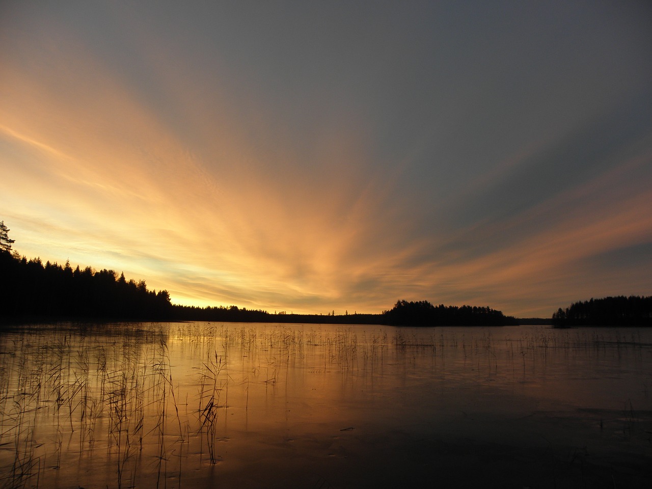 lake ice the morning sky free photo