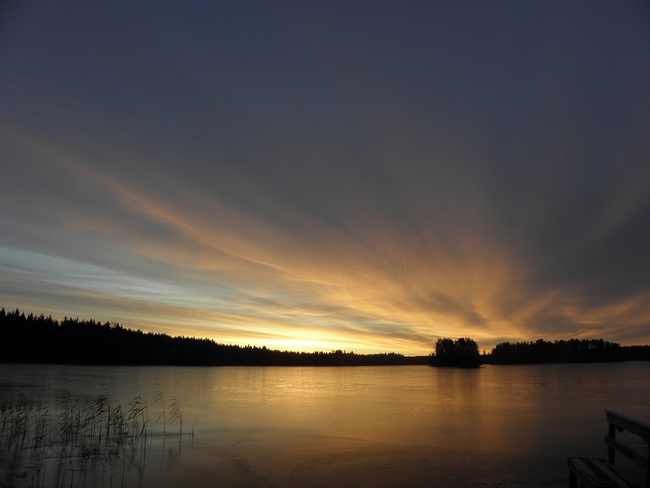 lake ice the morning sky free photo