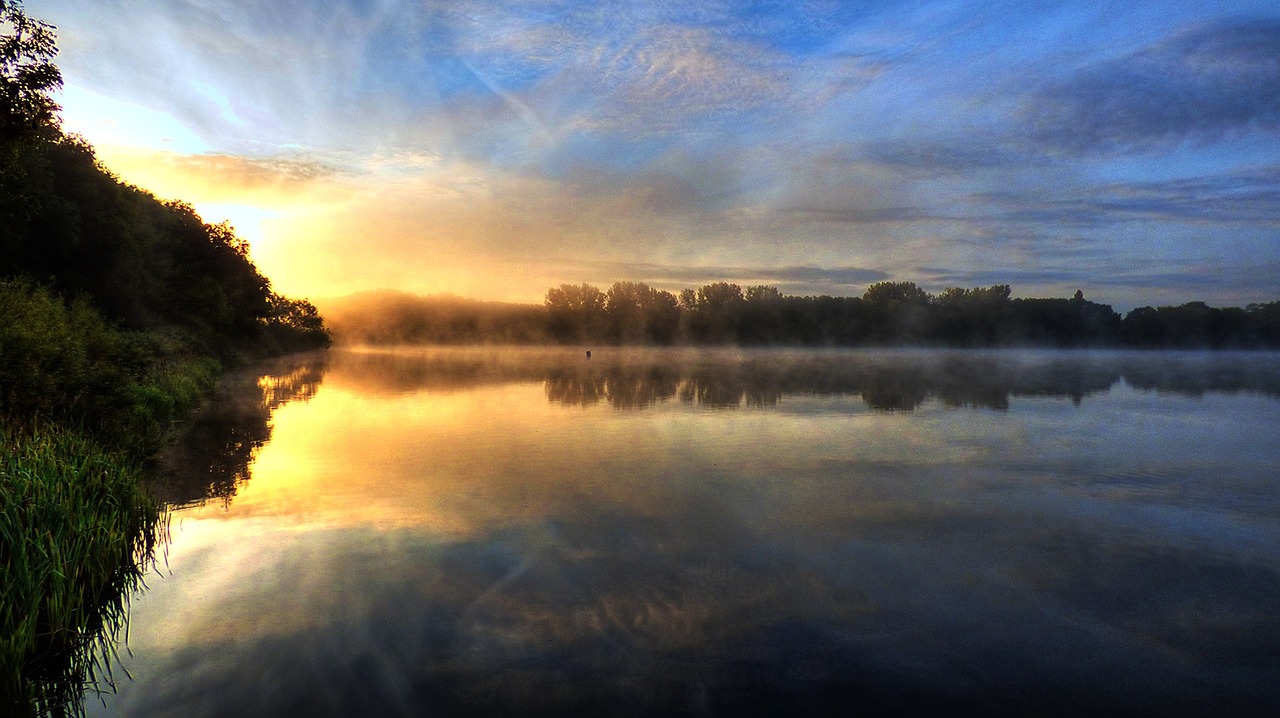 lake sunrise morning free photo