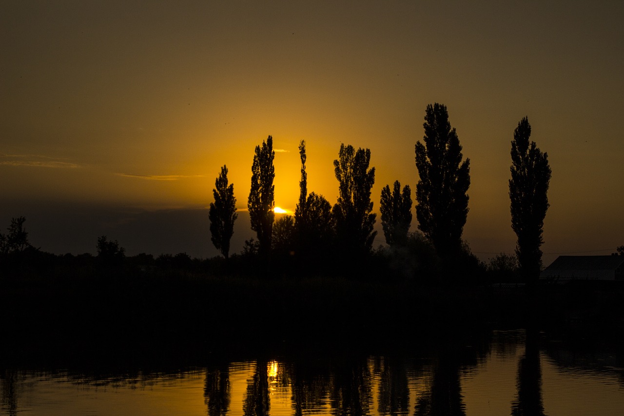 lake reflection sunset free photo