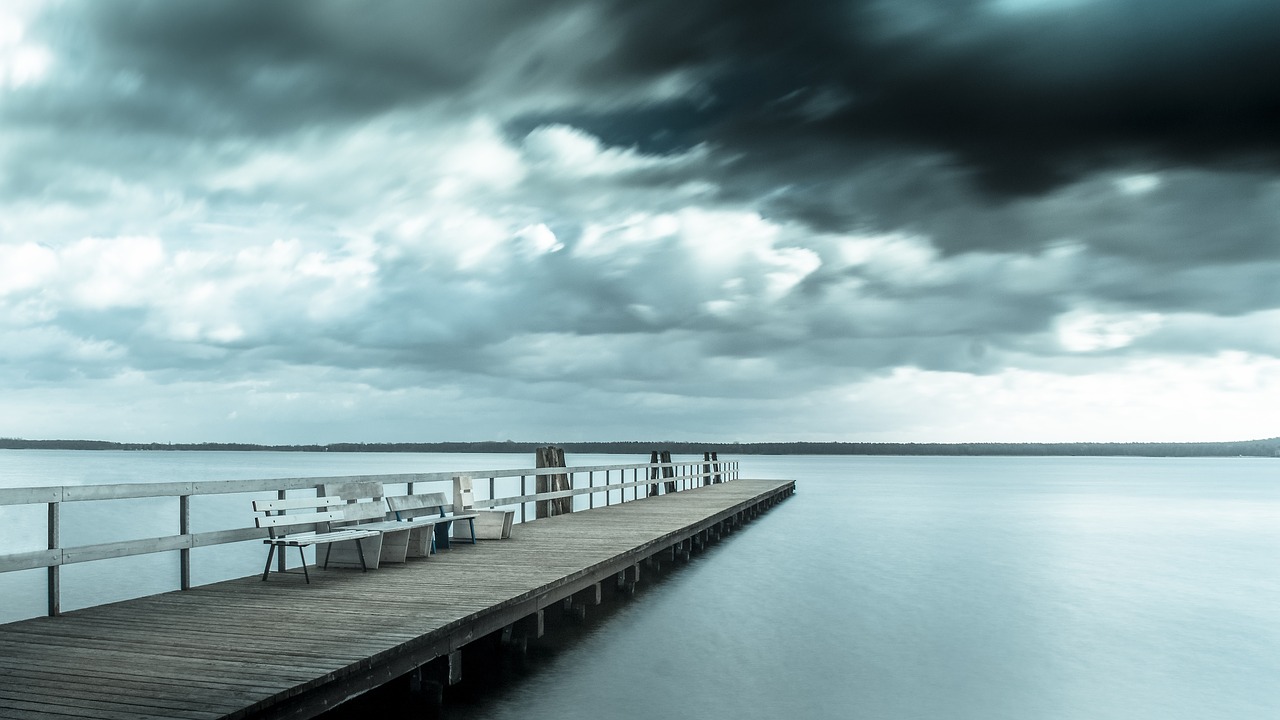 lake clouds weather free photo