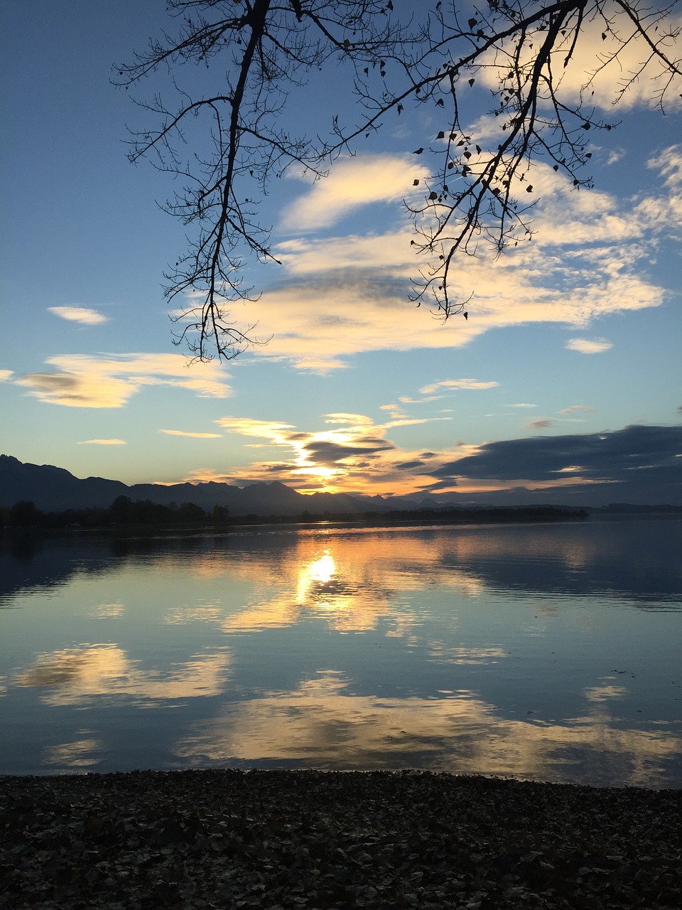 lake tranquility sunset free photo