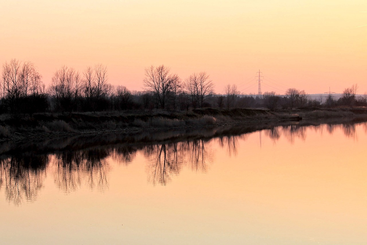 lake trees sunset free photo