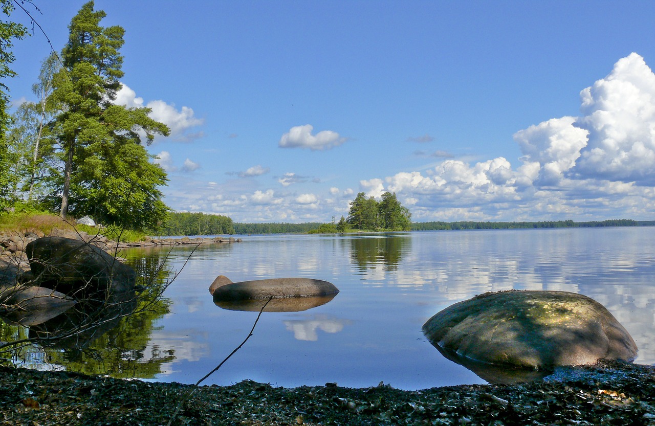 lake sweden reflections free photo