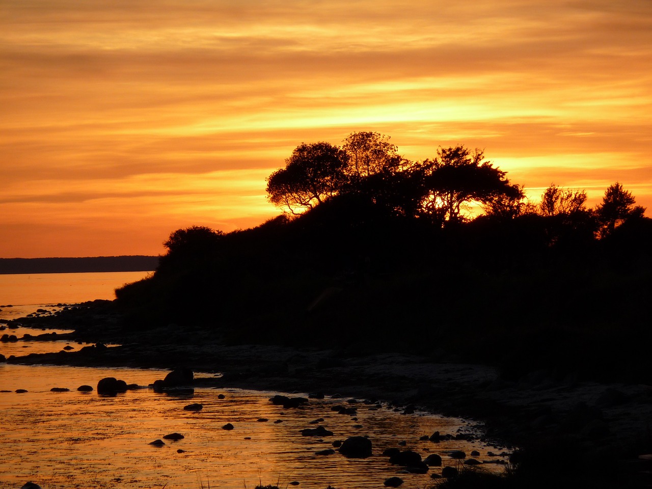 lake sunset nature free photo