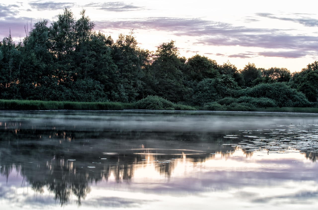 lake sunset natural free photo