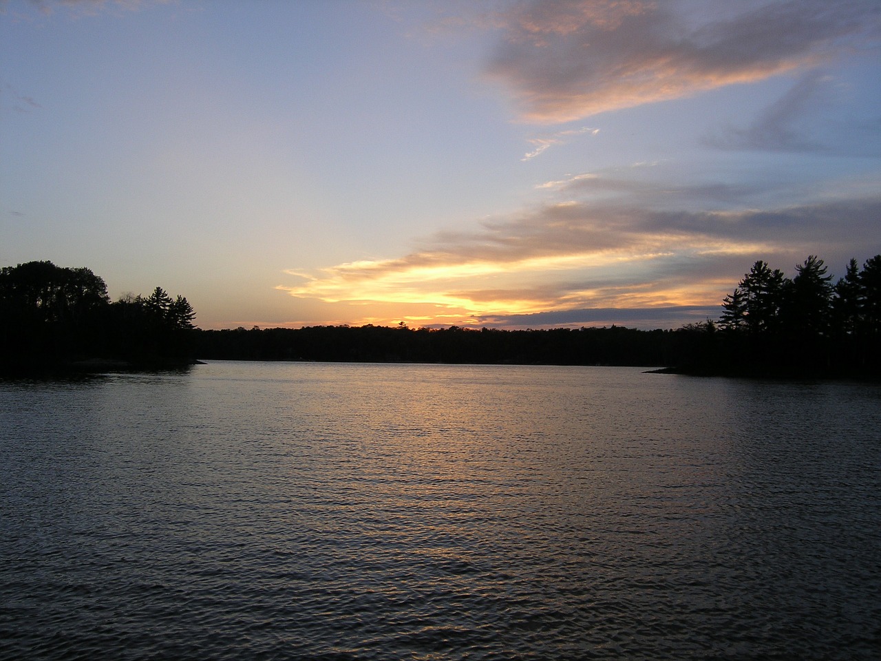 lake sunset water free photo