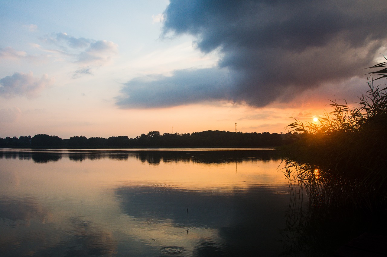 lake sunset masuria free photo