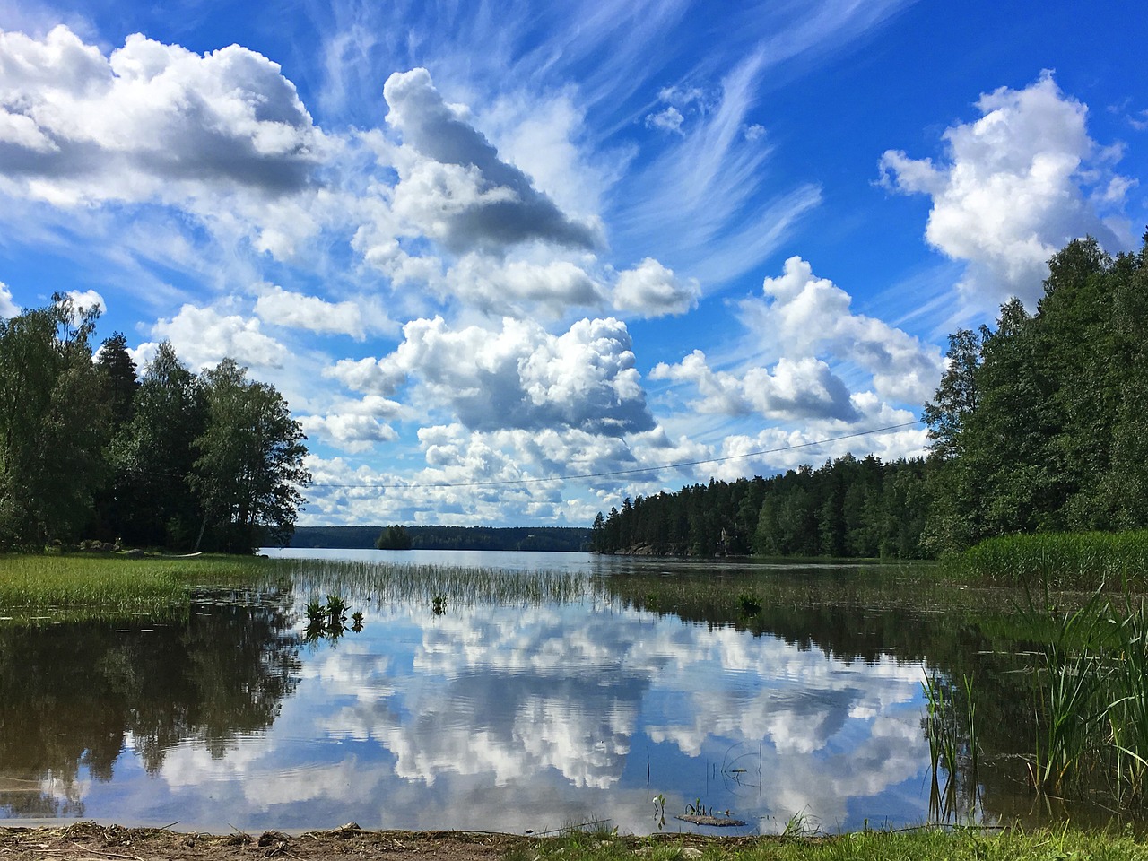 lake finland clouds free photo