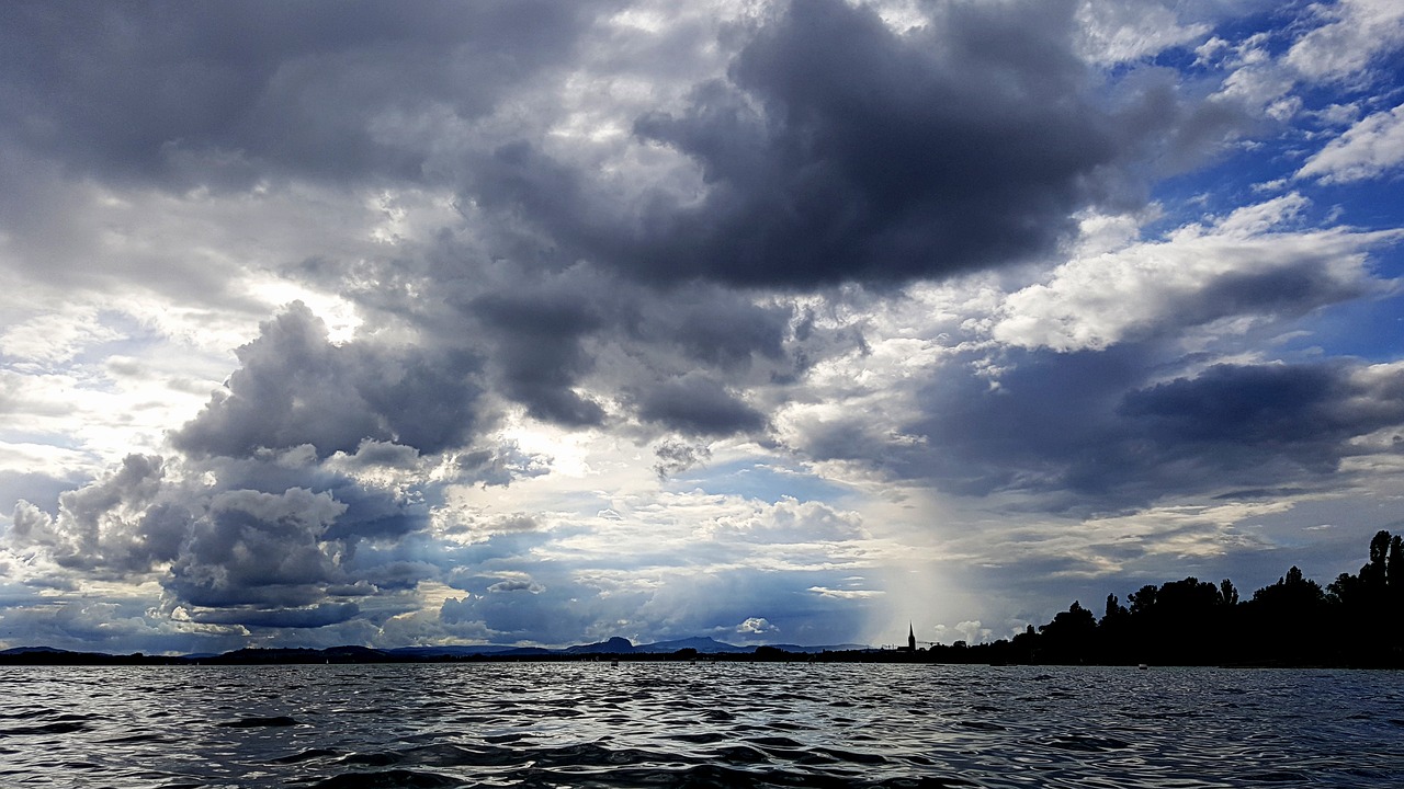 lake clouds sky free photo