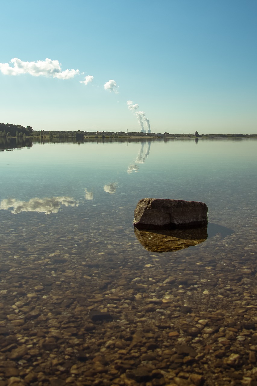 lake stone clouds free photo