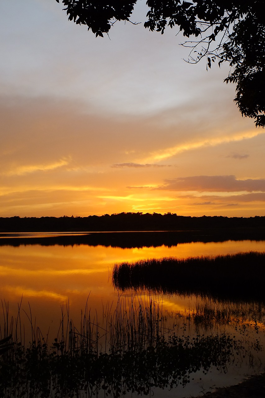 lake fire sunset free photo