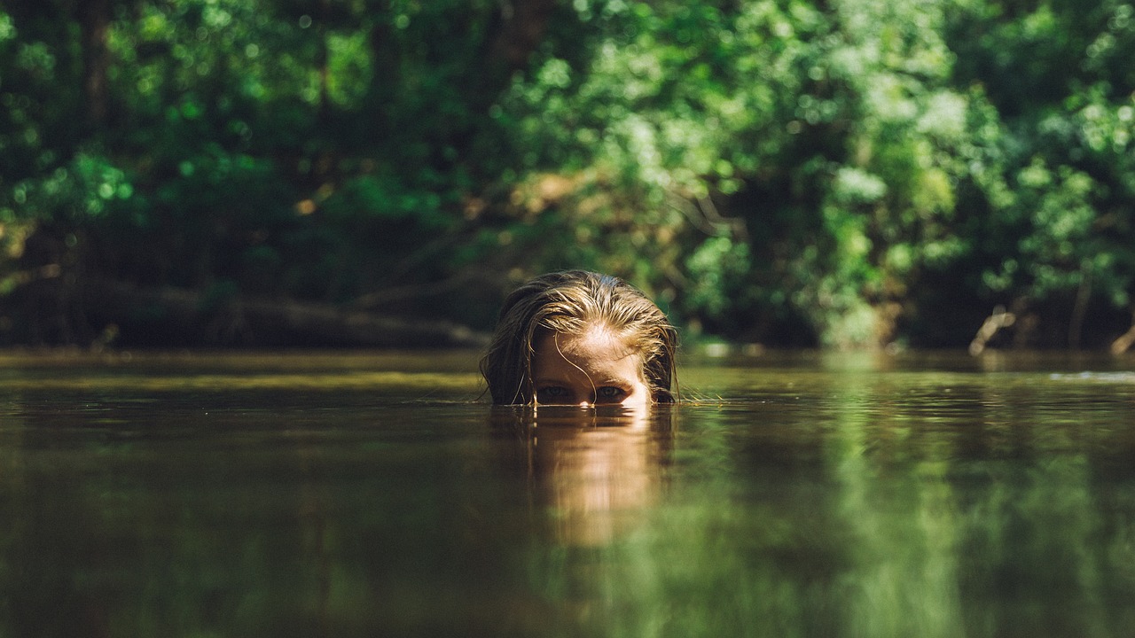 lake nature person free photo