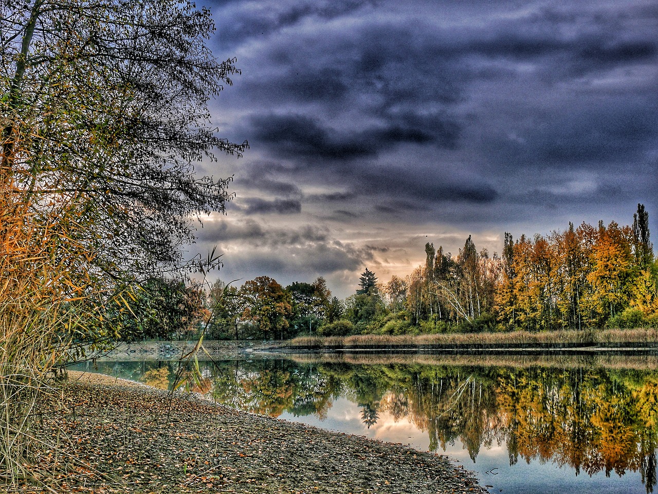 lake clouds sky free photo