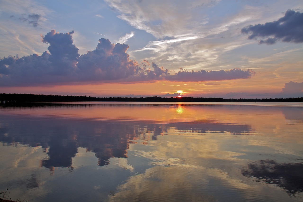 lake sunset landscape free photo