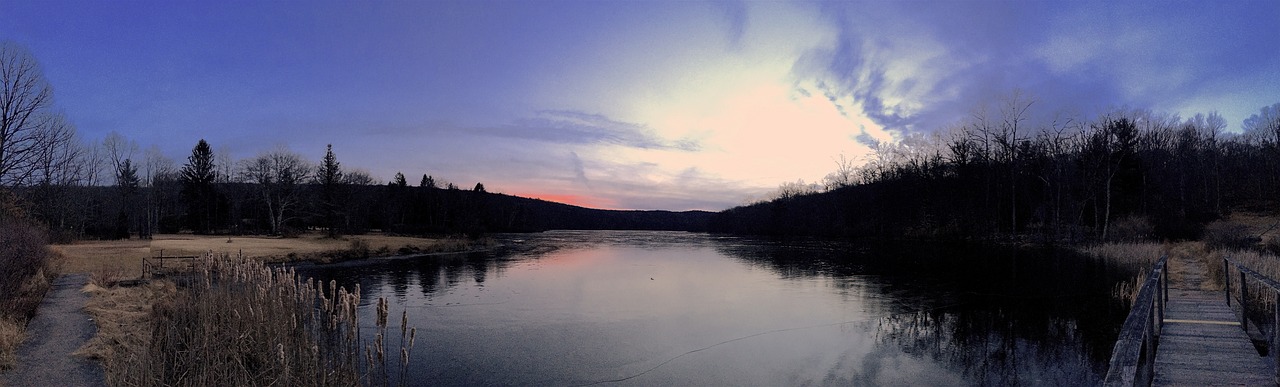 lake sunset evening free photo