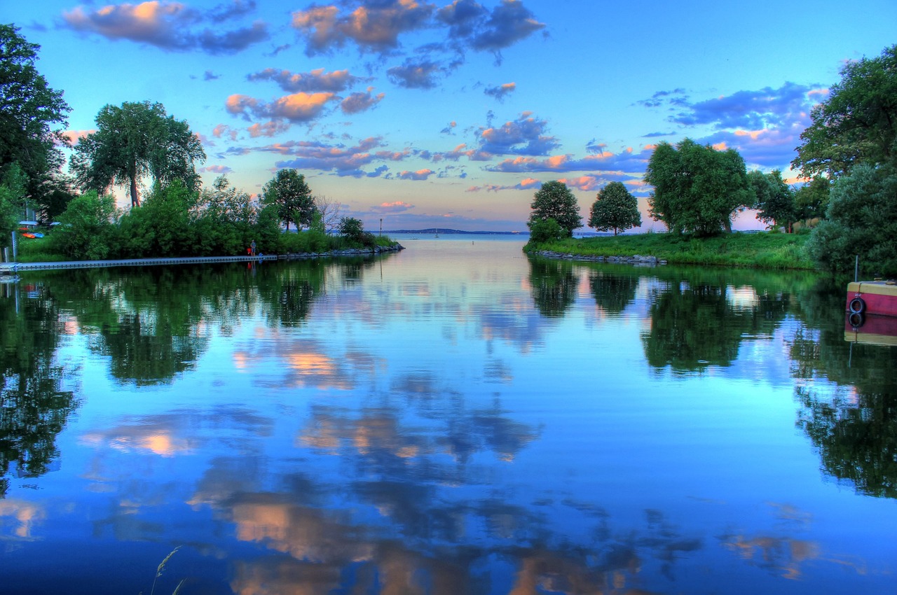 lake landscape sunset free photo