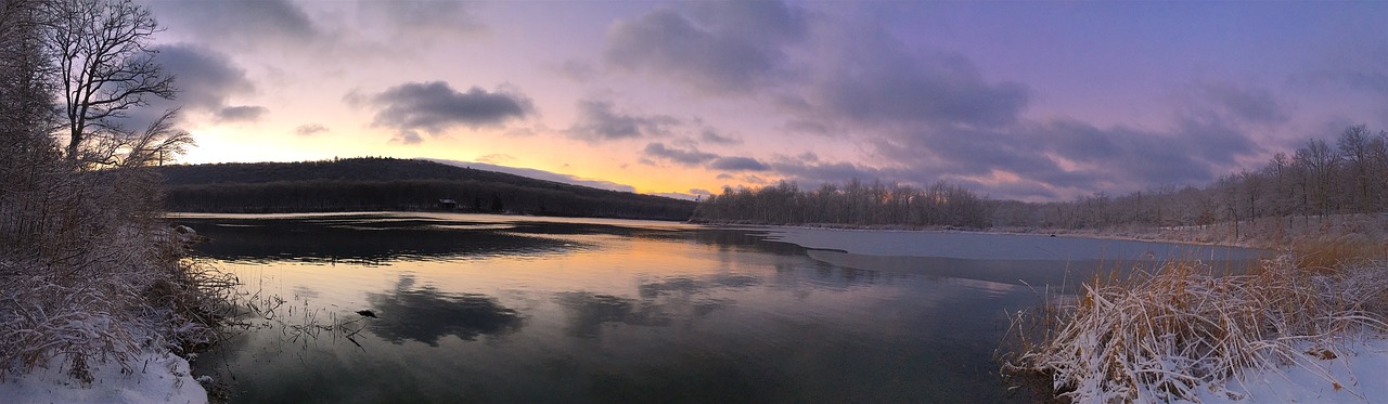 lake winter sunrise free photo