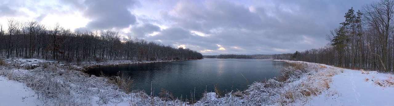 lake winter sunrise free photo