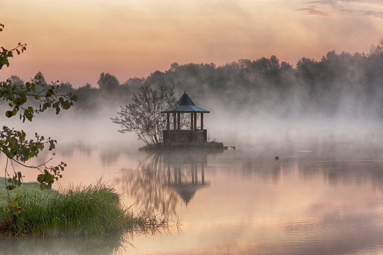 lake dawn water free photo