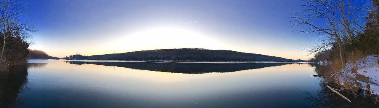 lake sunrise blue free photo