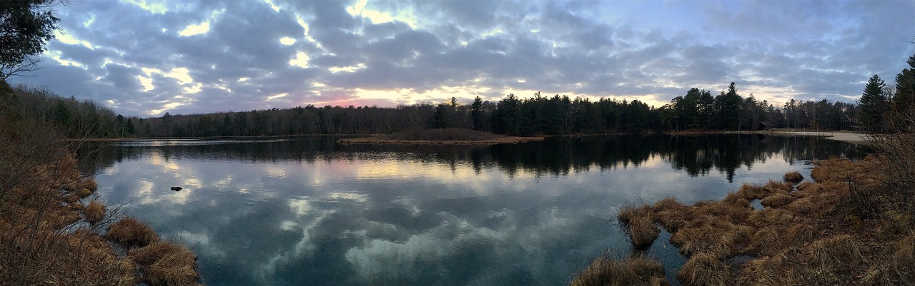 lake sunset clouds free photo