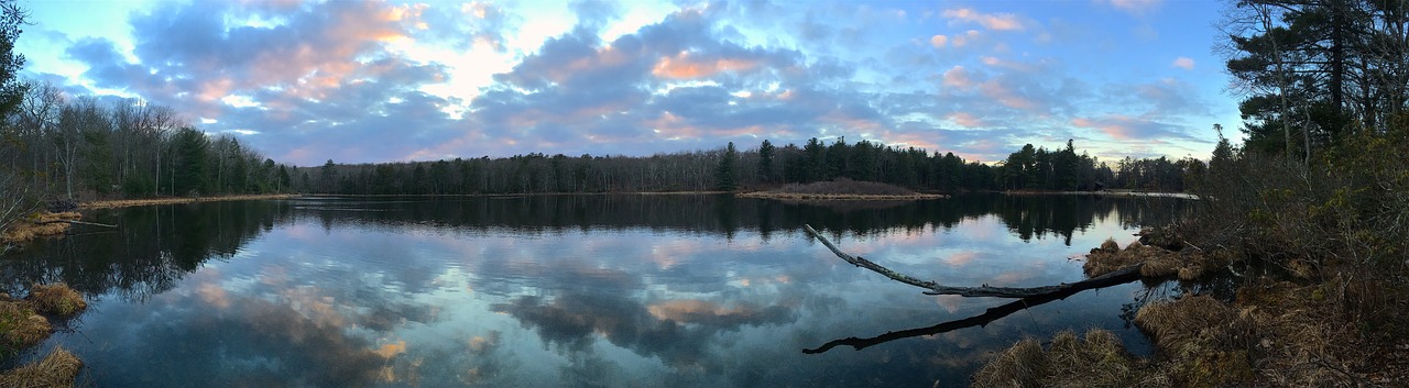 lake sunset clouds free photo