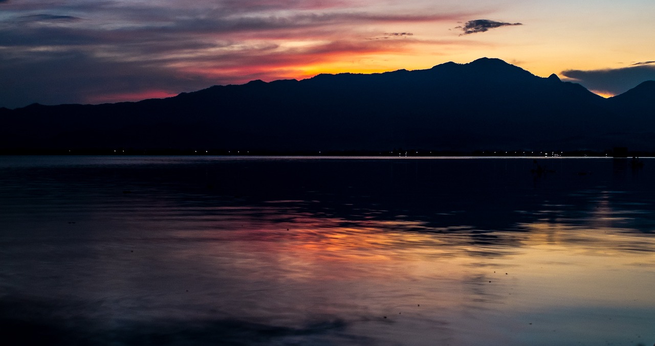 lake seascape sunset free photo