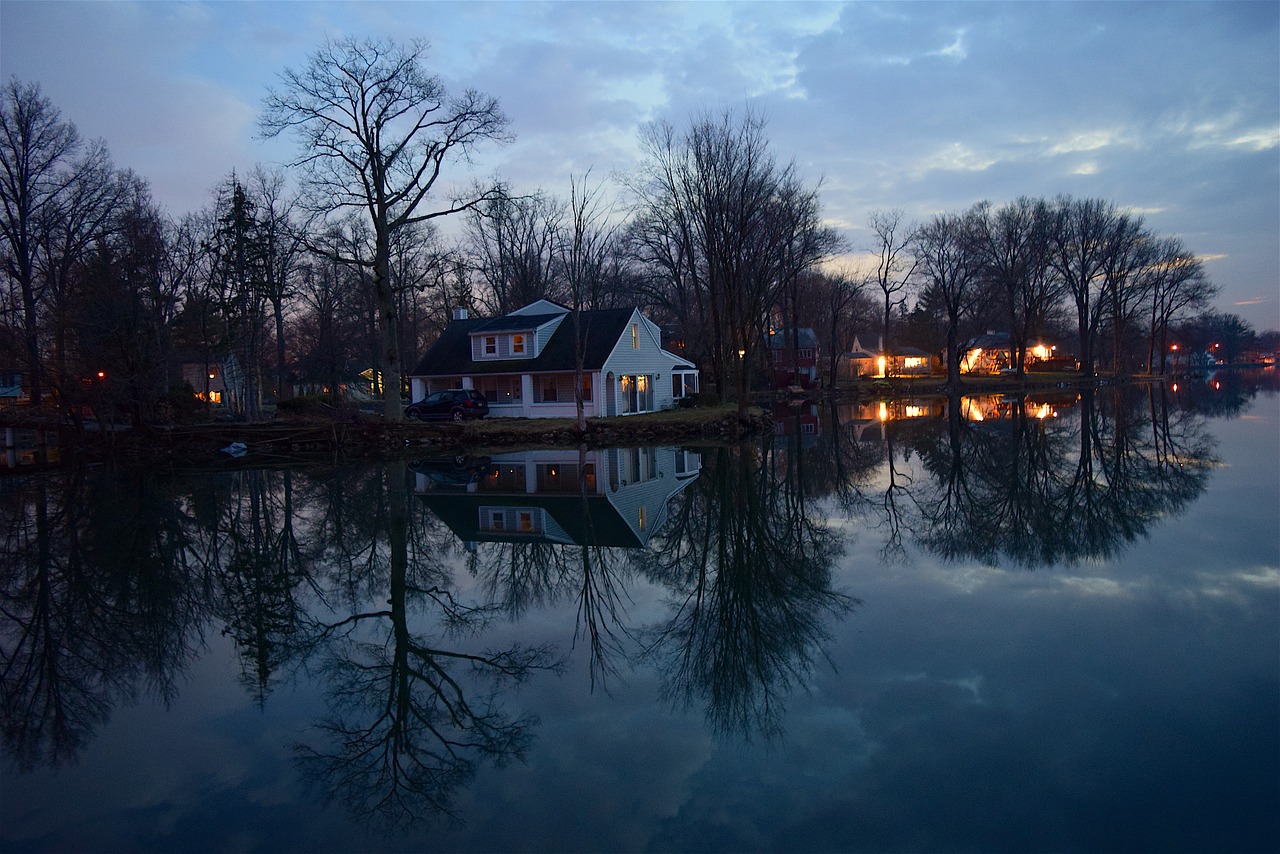 lake sunset reflection free photo