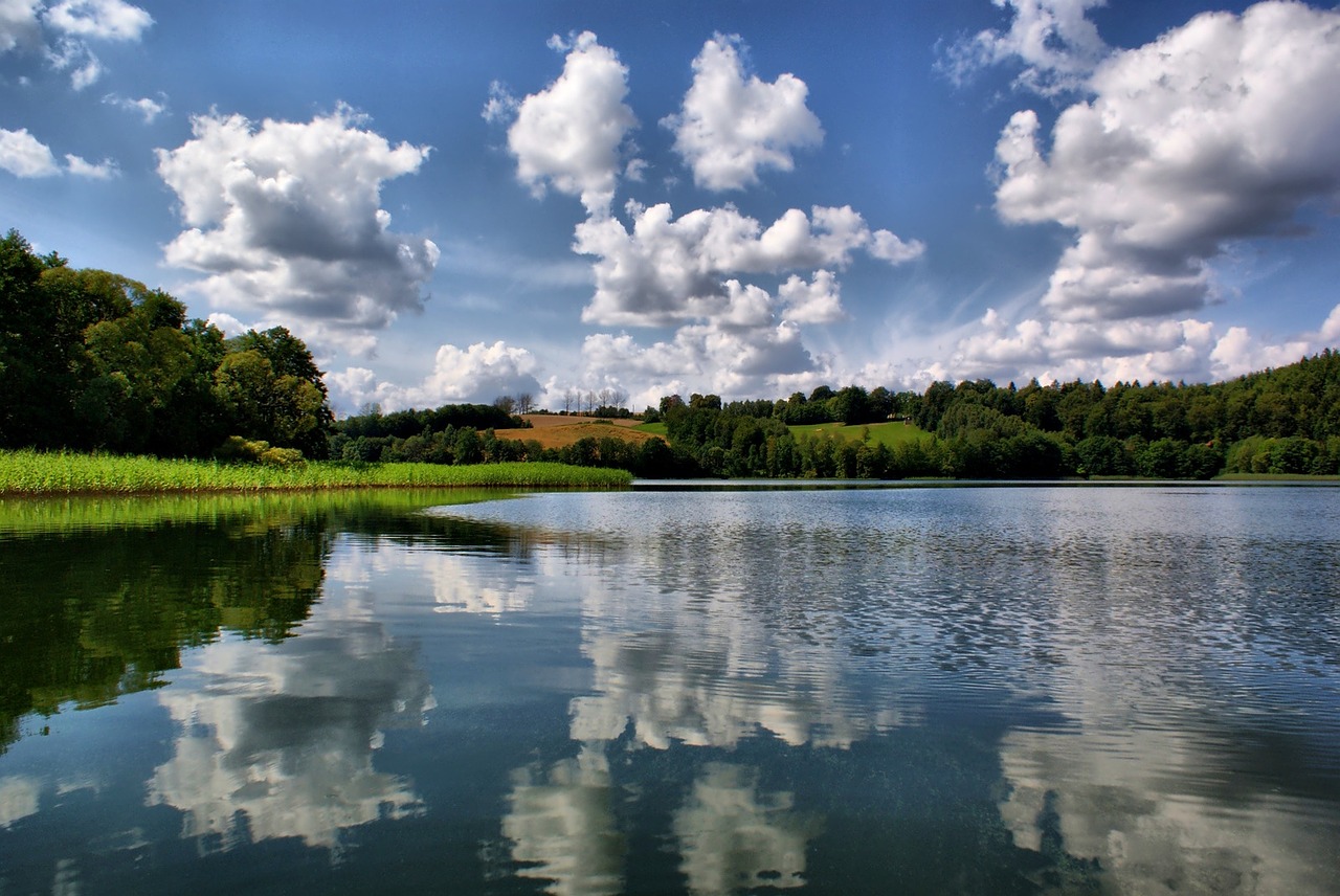 lake nature clouds free photo