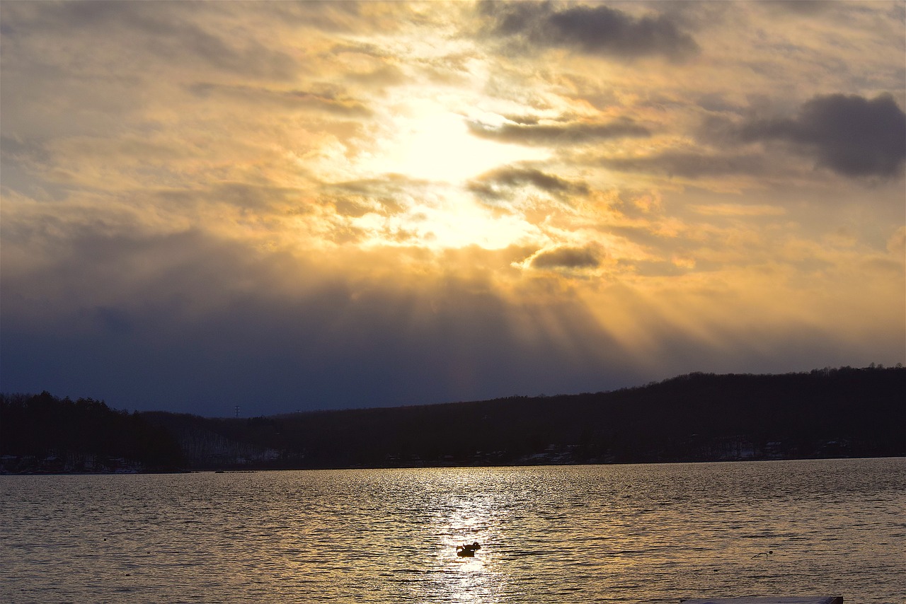 lake sunset water free photo