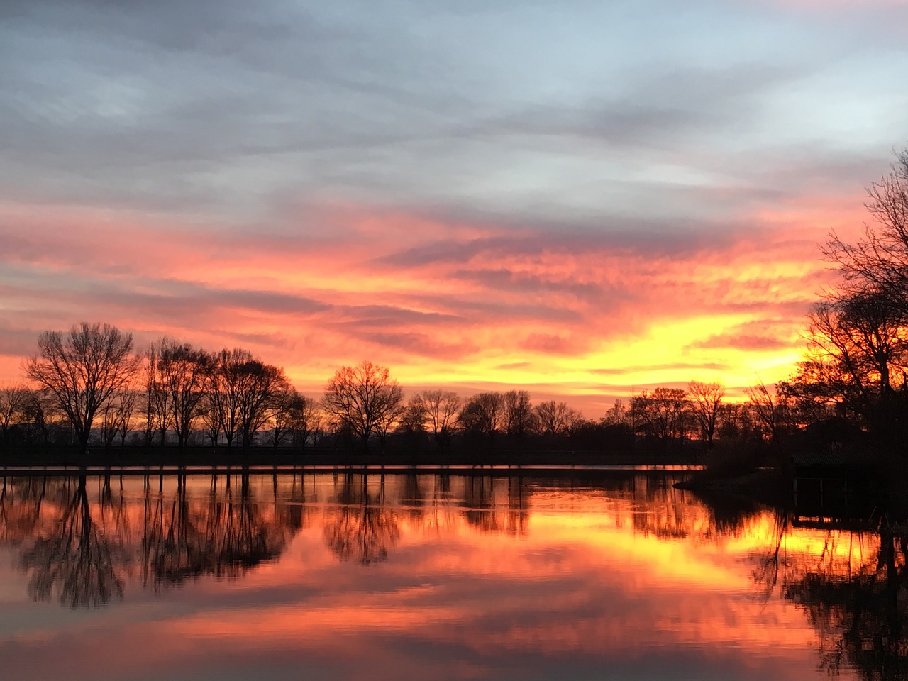 lake sunset nature free photo