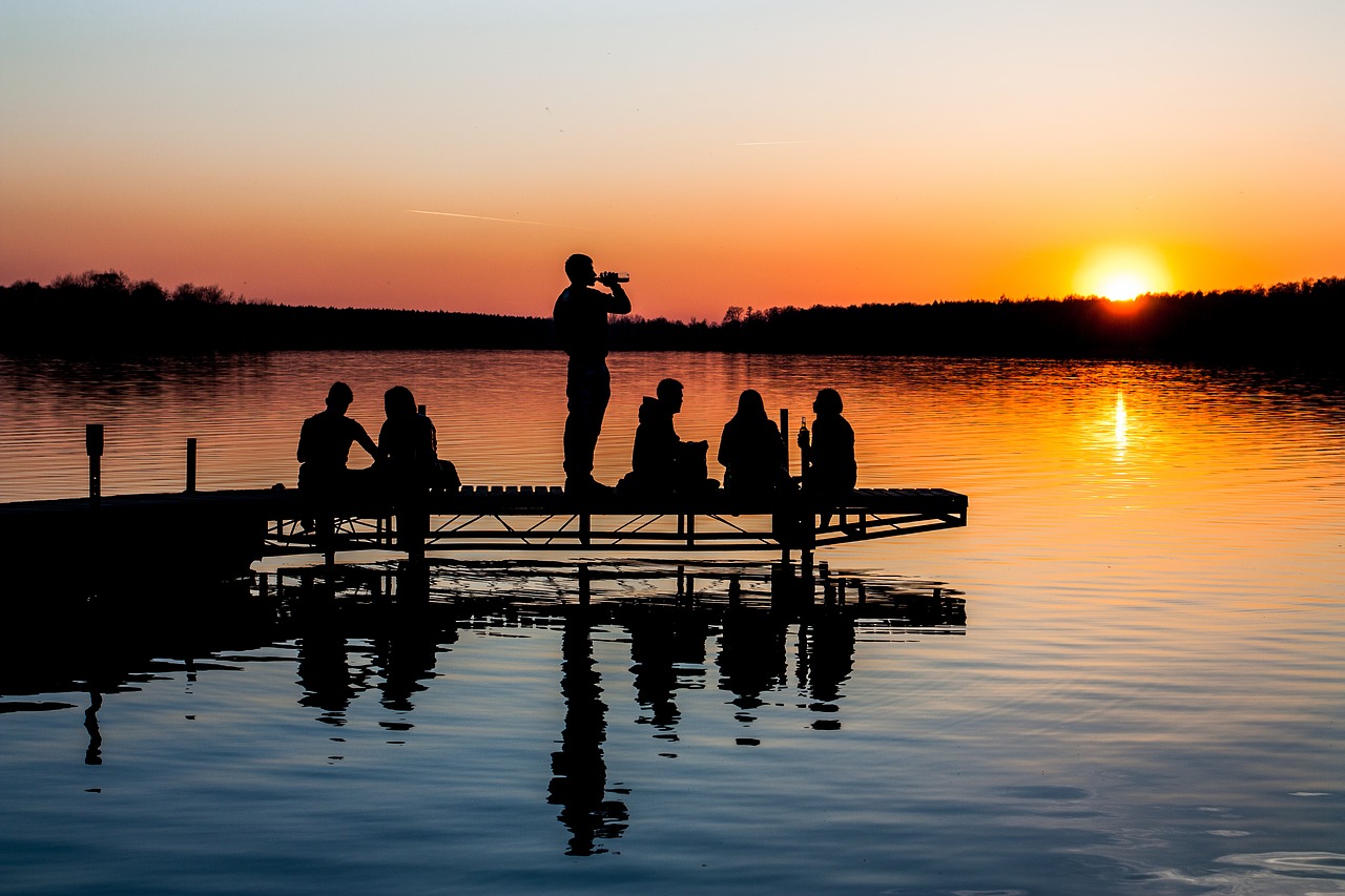 lake river sunset free photo